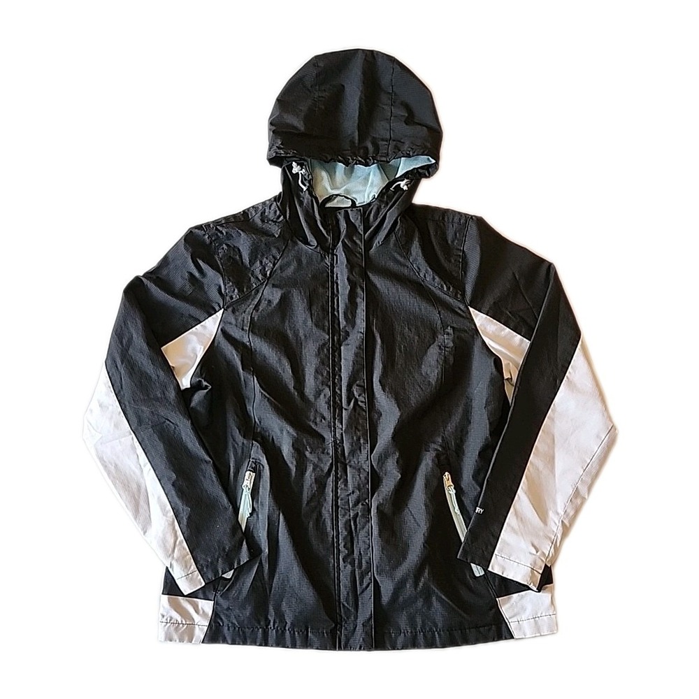 Free Country Womens Softshell Jacket Sz L Wind Water Resistant Hood Packable